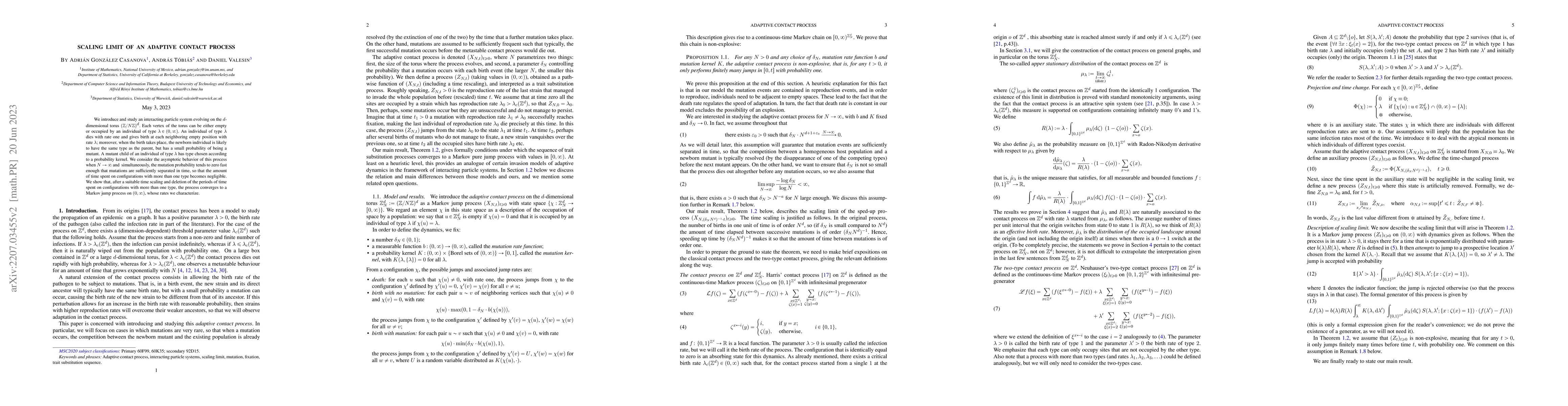 Thumbnail for Scaling limit of an adaptive contact process