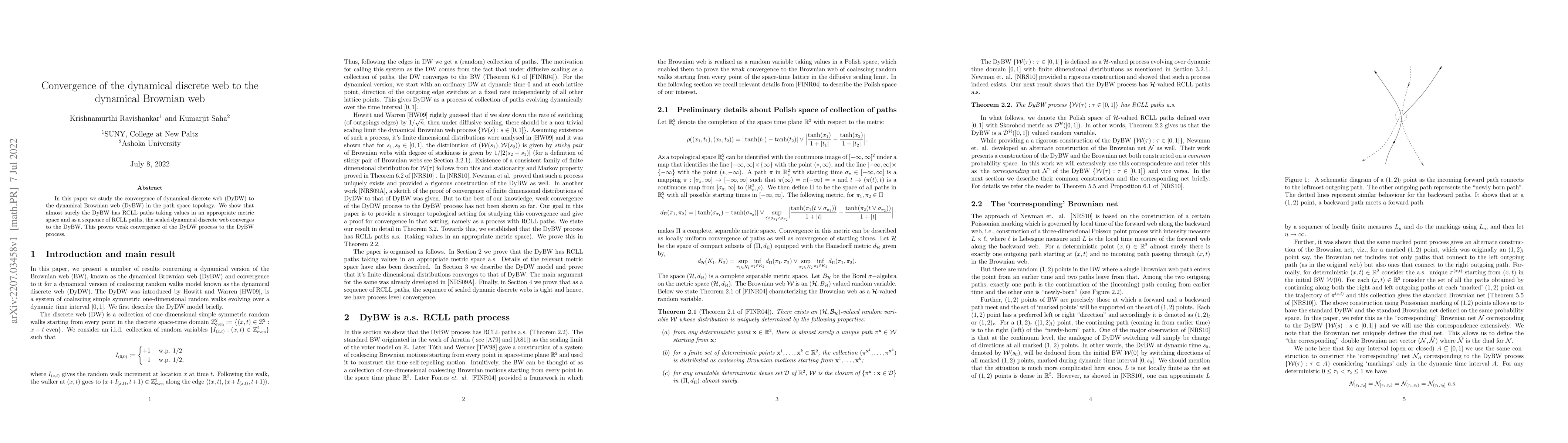 Thumbnail for Convergence of the dynamical discrete web to the dynamical Brownian web