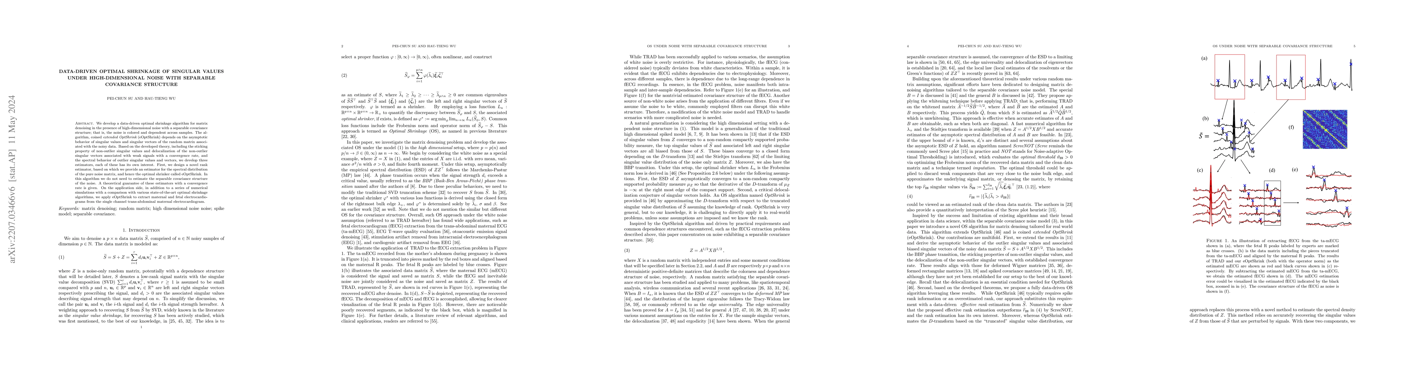 Thumbnail for Data-Driven optimal shrinkage of singular values under high-dimensional
  noise with separable covariance structure with application