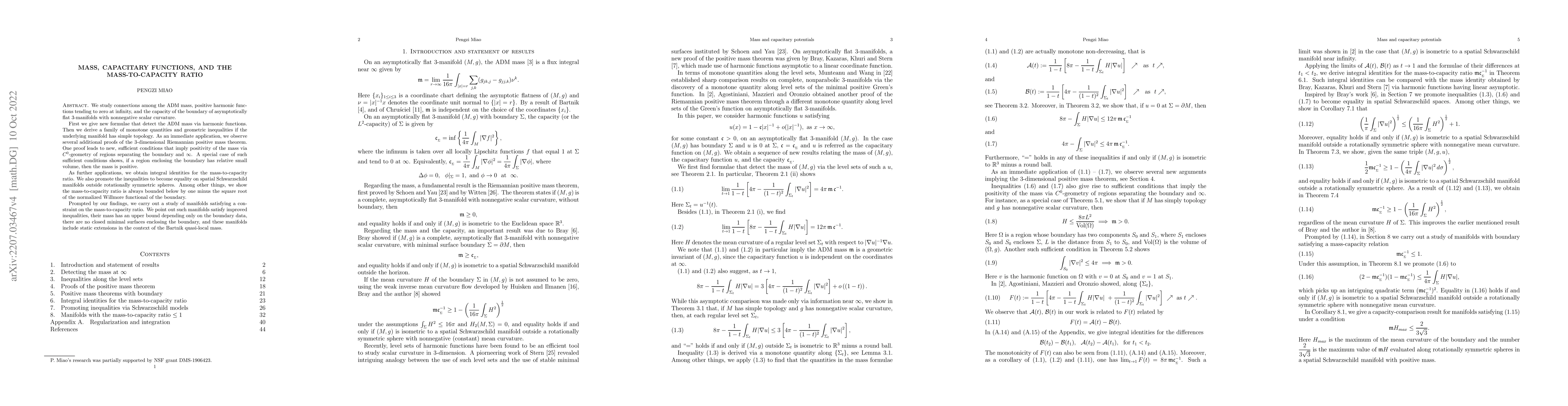 Thumbnail for Mass, capacitary functions, and the mass-to-capacity ratio