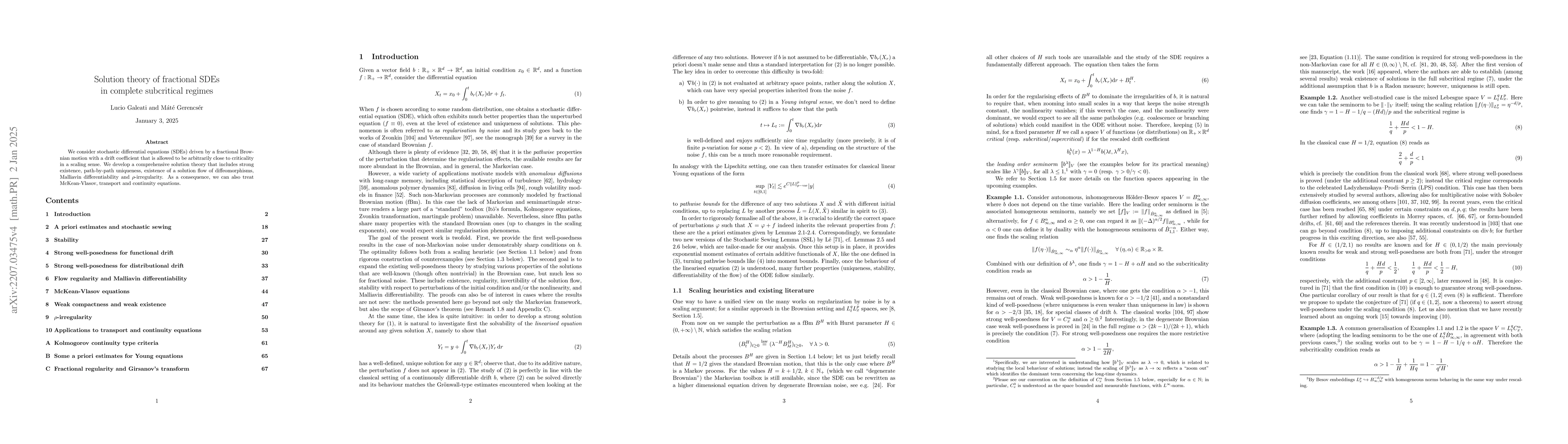 Thumbnail for Solution theory of fractional SDEs in complete subcritical regimes