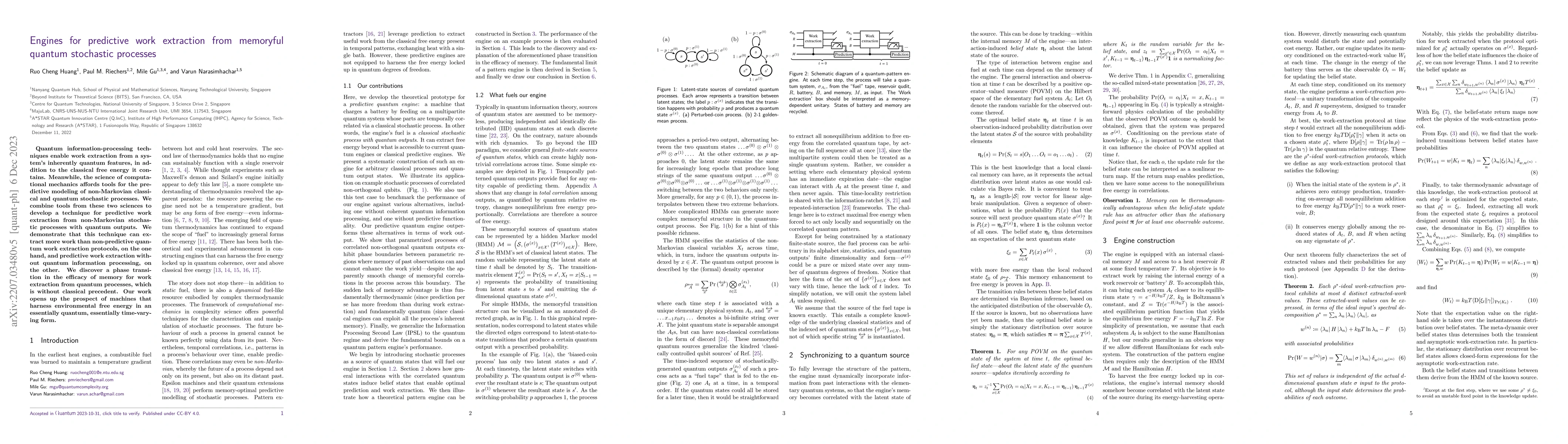 Thumbnail for Engines for predictive work extraction from memoryful quantum stochastic
  processes