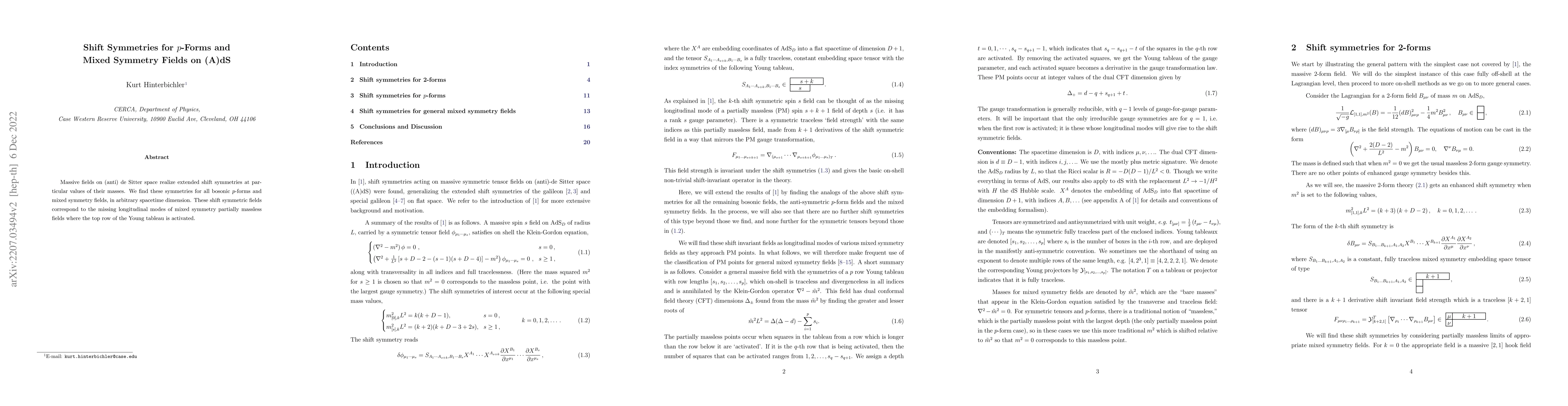 Thumbnail for Shift Symmetries for p-Forms and Mixed Symmetry Fields on (A)dS