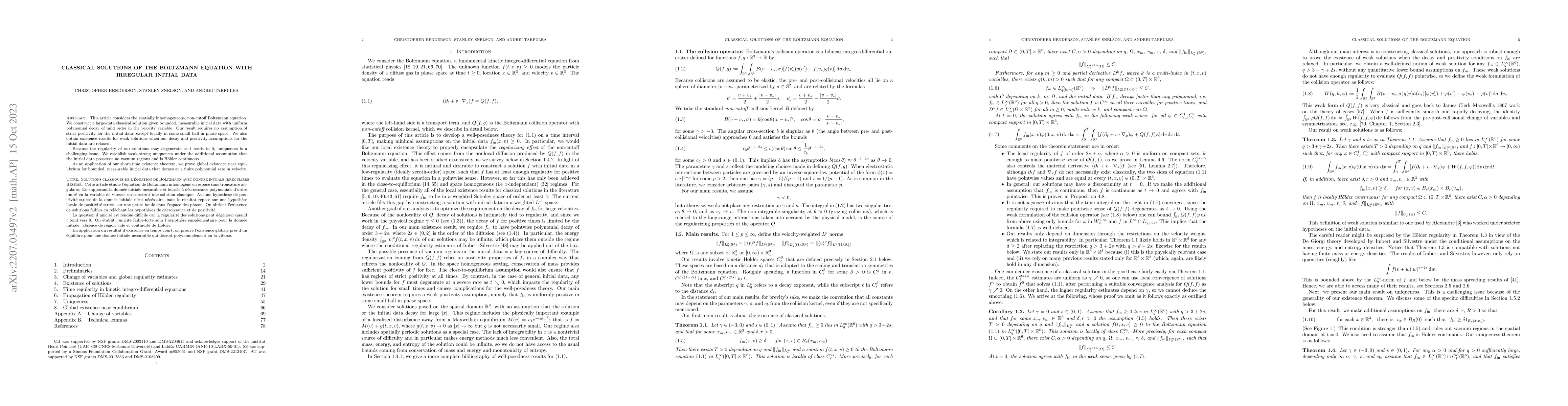 Thumbnail for Classical solutions of the Boltzmann equation with irregular initial
  data