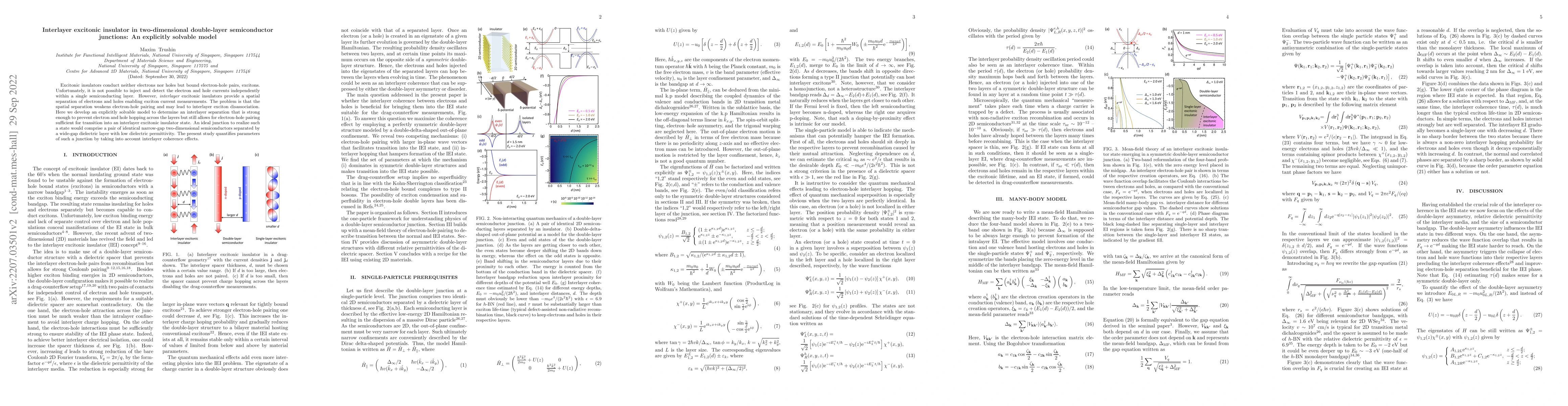 Thumbnail for Interlayer excitonic insulator in two-dimensional double-layer
  semiconductor junctions: An explicitly solvable model