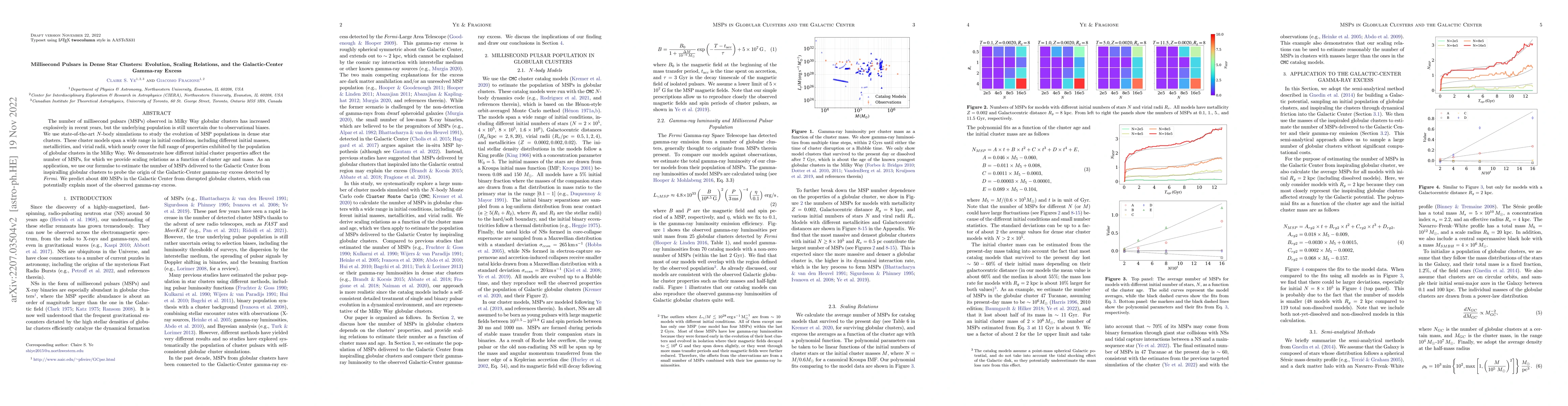 Thumbnail for Millisecond Pulsars in Dense Star Clusters: Evolution, Scaling
  Relations, and the Galactic-Center Gamma-ray Excess