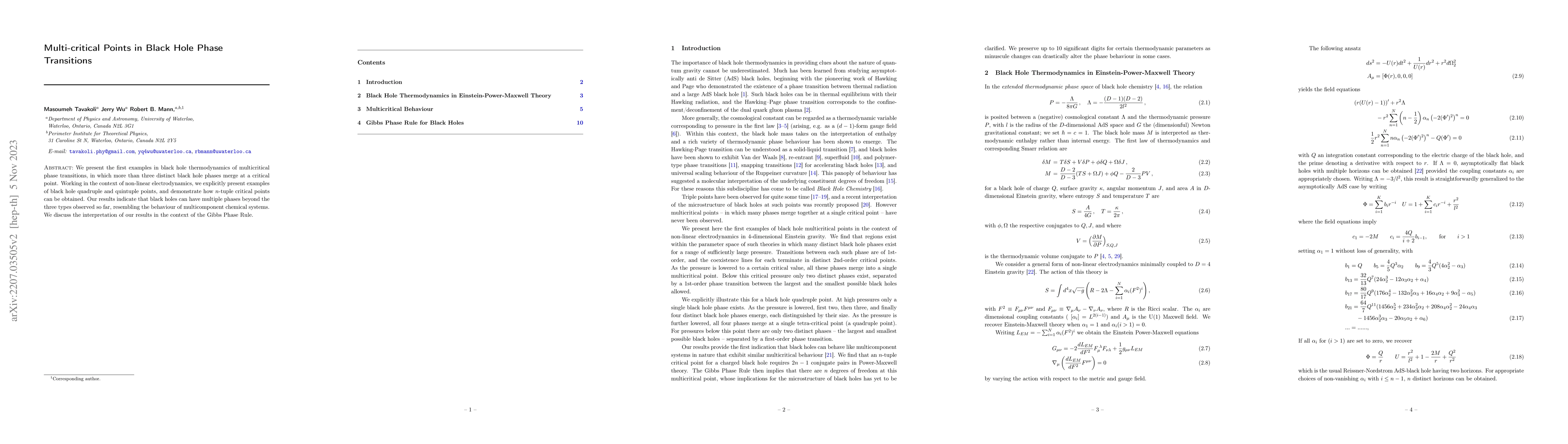 Thumbnail for Multi-critical Points in Black Hole Phase Transitions