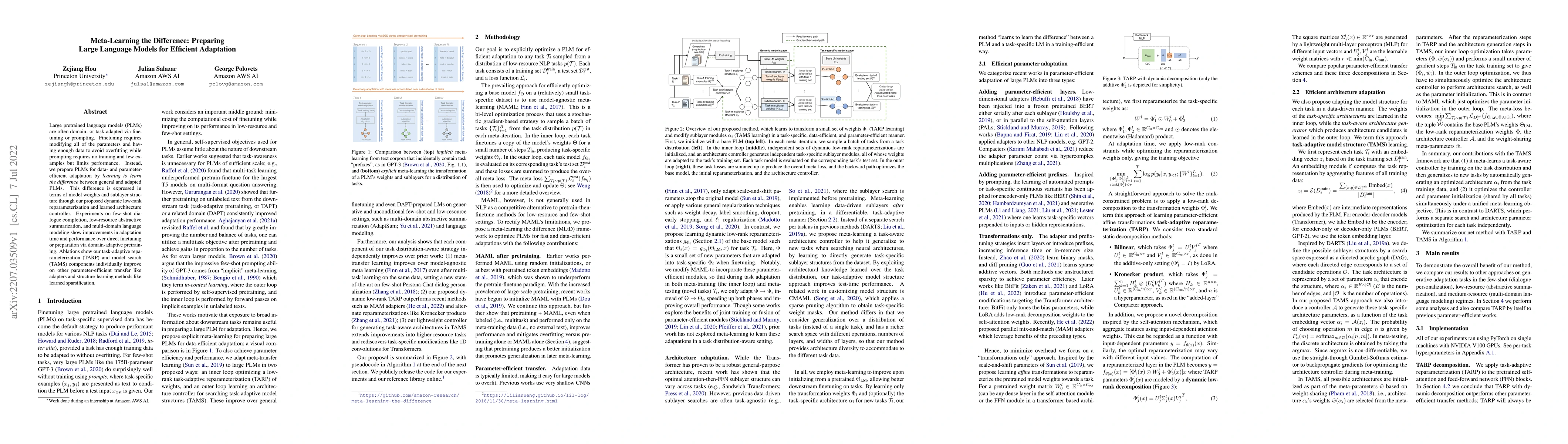 Thumbnail for Meta-Learning the Difference: Preparing Large Language Models for
  Efficient Adaptation