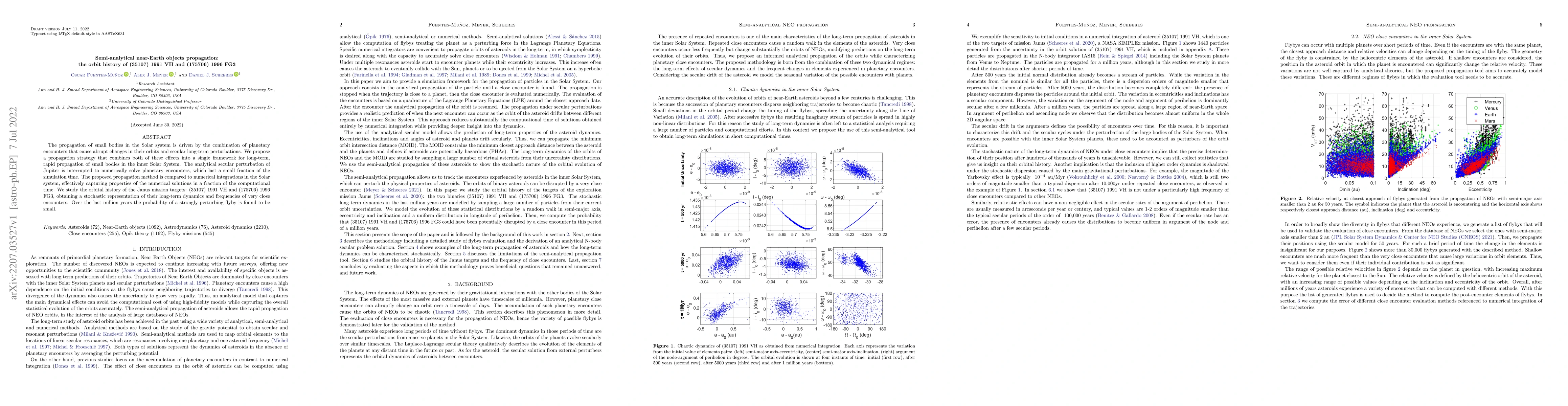 Thumbnail for Semi-analytical near-Earth objects propagation: the orbit history of
  (35107) 1991 VH and (175706) 1996 FG3