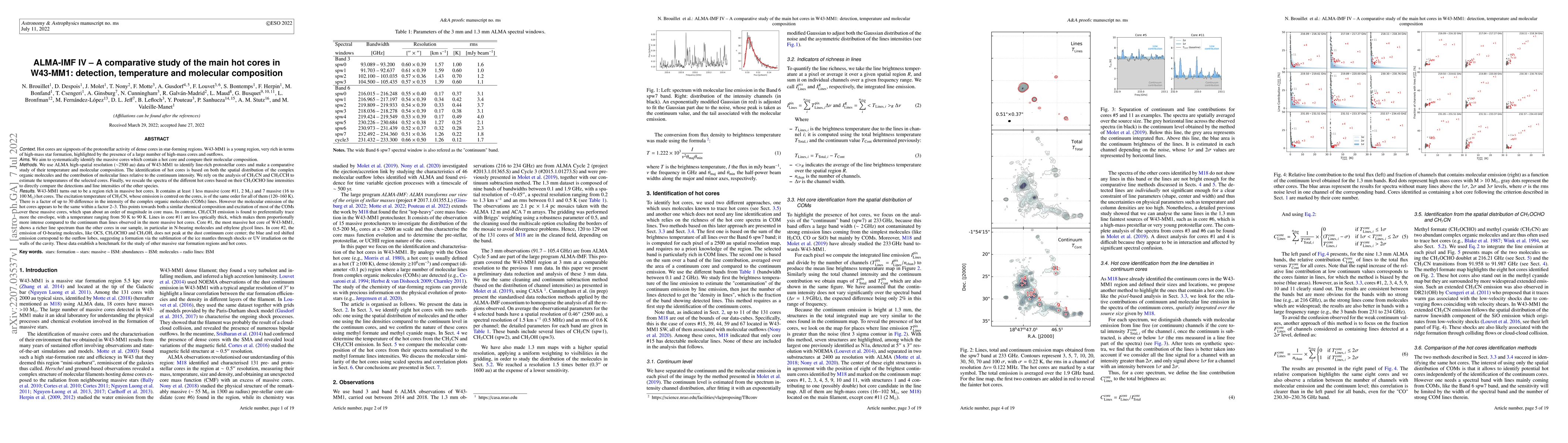 Thumbnail for ALMA-IMF IV -- A comparative study of the main hot cores in W43-MM1:
  detection, temperature and molecular composition