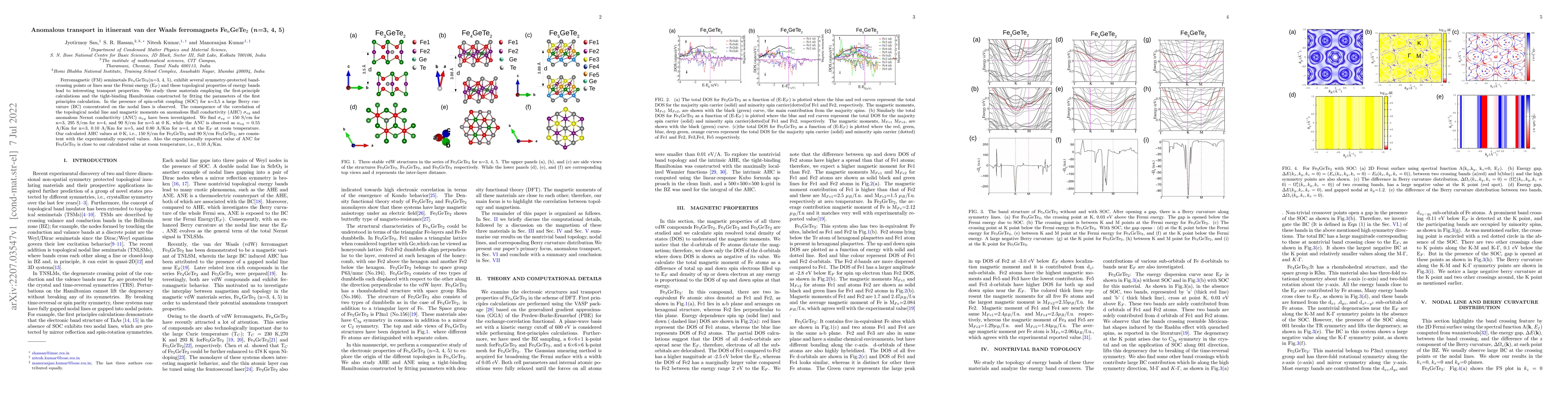 Thumbnail for Anomalous transport in itinerant van der Waals ferromagnets
  Fe$_n$GeTe$_2$ (\emph{n}=3, 4, 5)