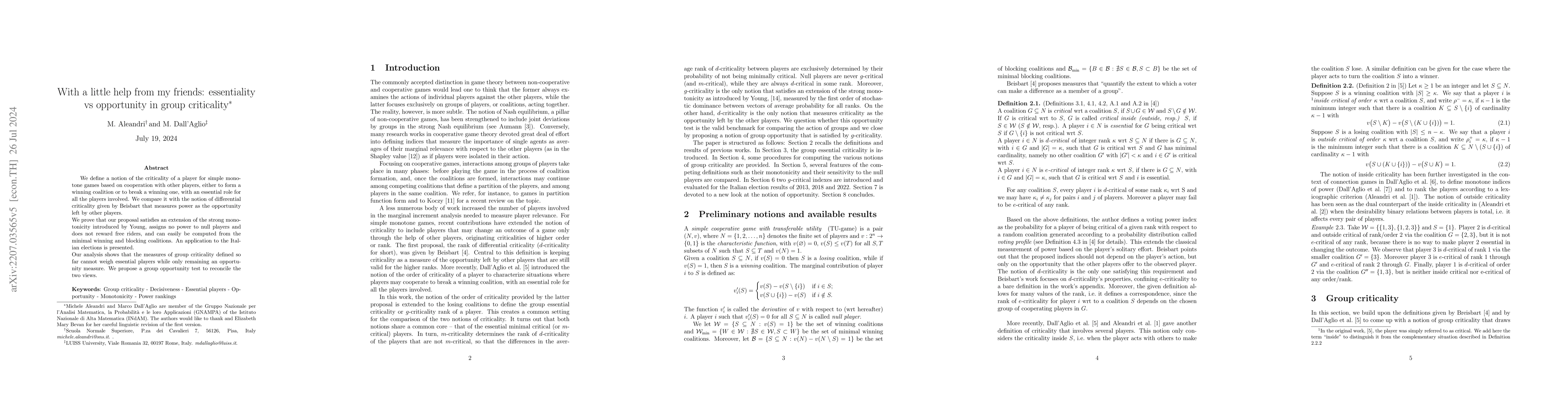 Thumbnail for With a little help from my friends: essentiality vs opportunity in group
  criticality