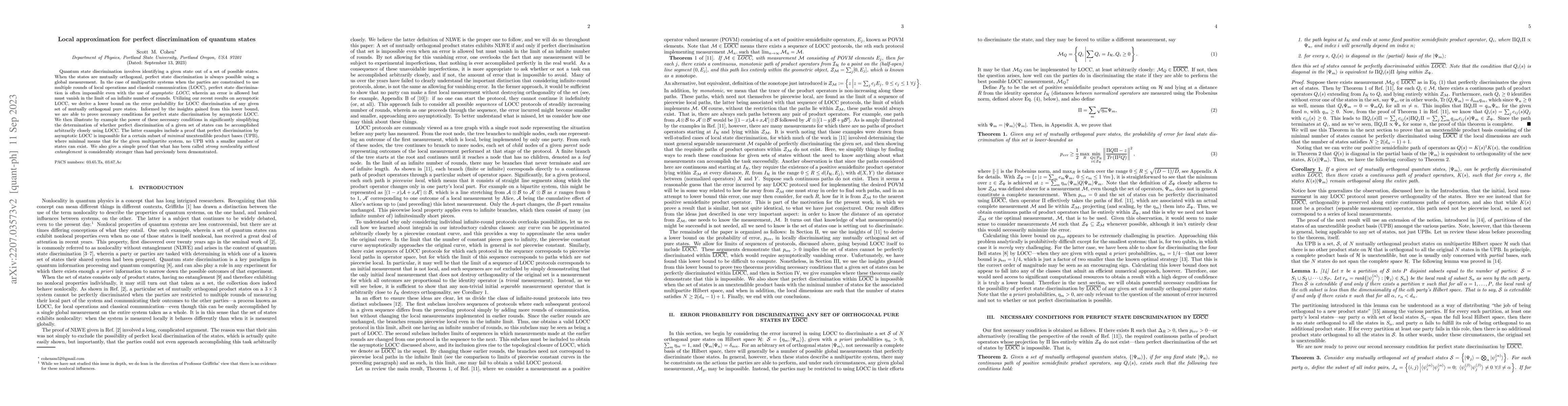 Thumbnail for Local approximation for perfect discrimination of quantum states
