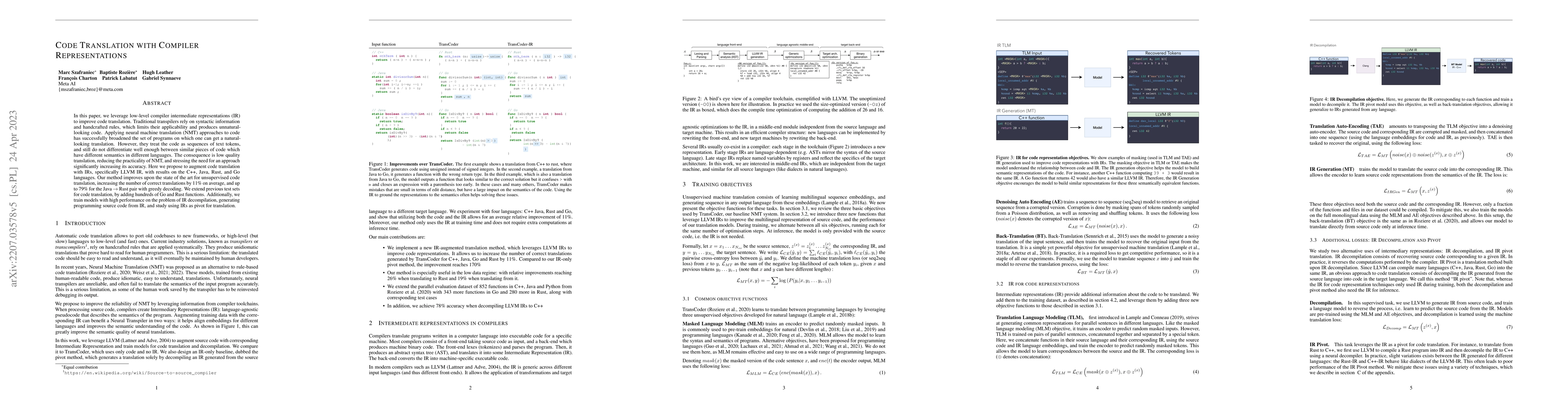 Thumbnail for Code Translation with Compiler Representations