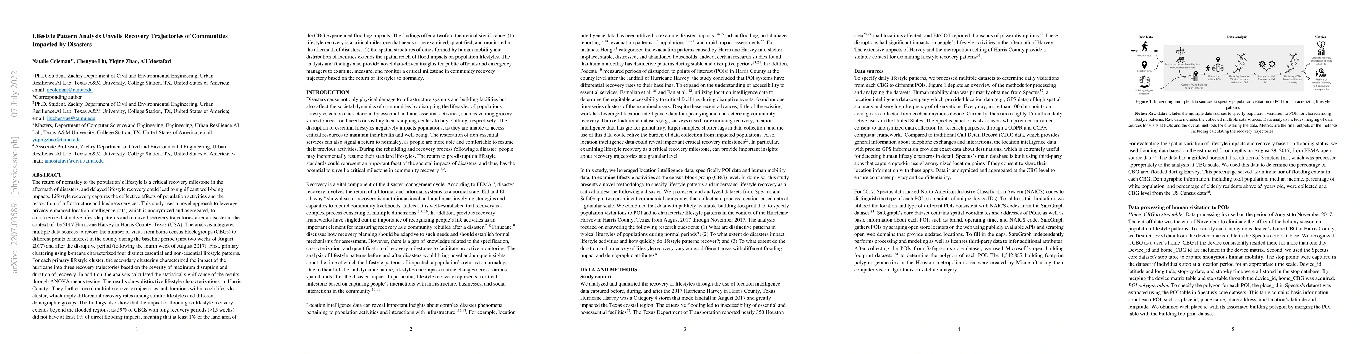 Thumbnail for Lifestyle Pattern Analysis Unveils Recovery Trajectories of Communities
  Impacted by Disasters