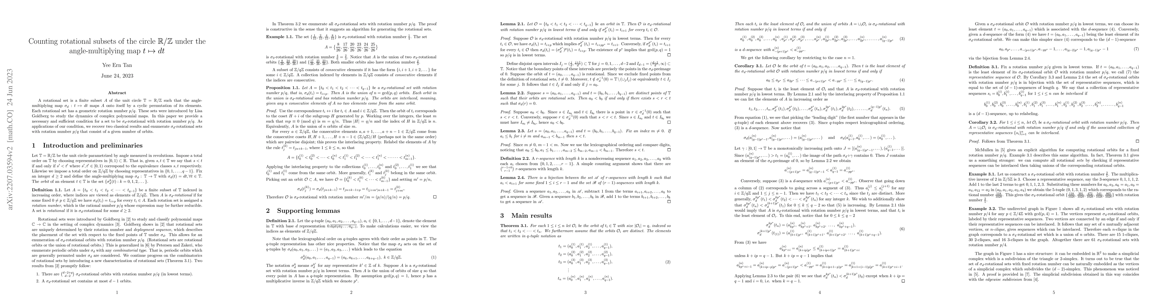 Thumbnail for Counting rotational subsets of the circle $\mathbb{R}/\mathbb{Z}$ under
  the angle multiplying map $t\mapsto dt$