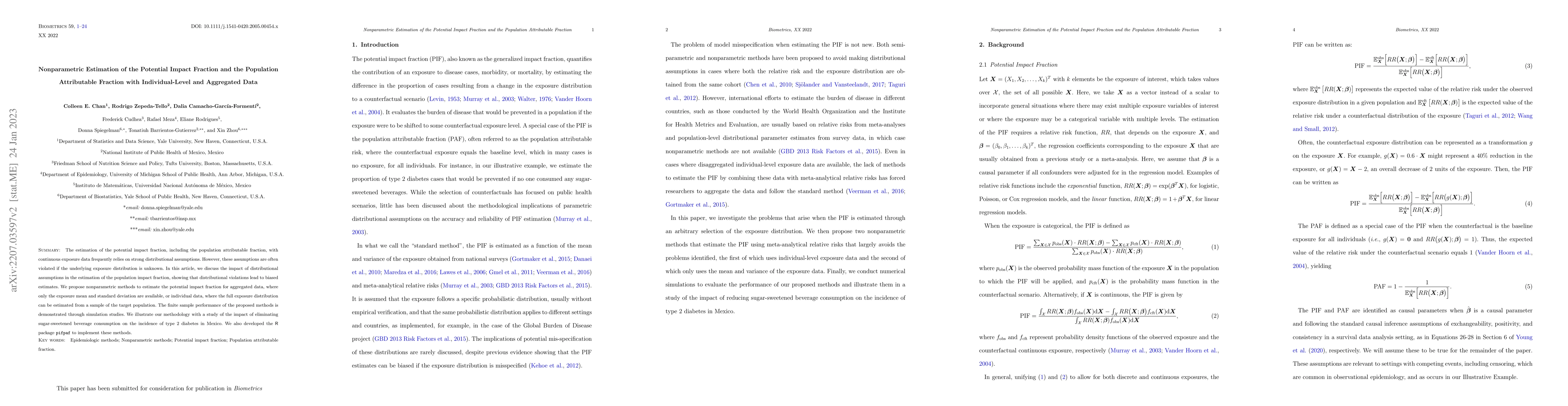 Thumbnail for Nonparametric Estimation of the Potential Impact Fraction and Population
  Attributable Fraction with Individual-Level and Aggregated Data