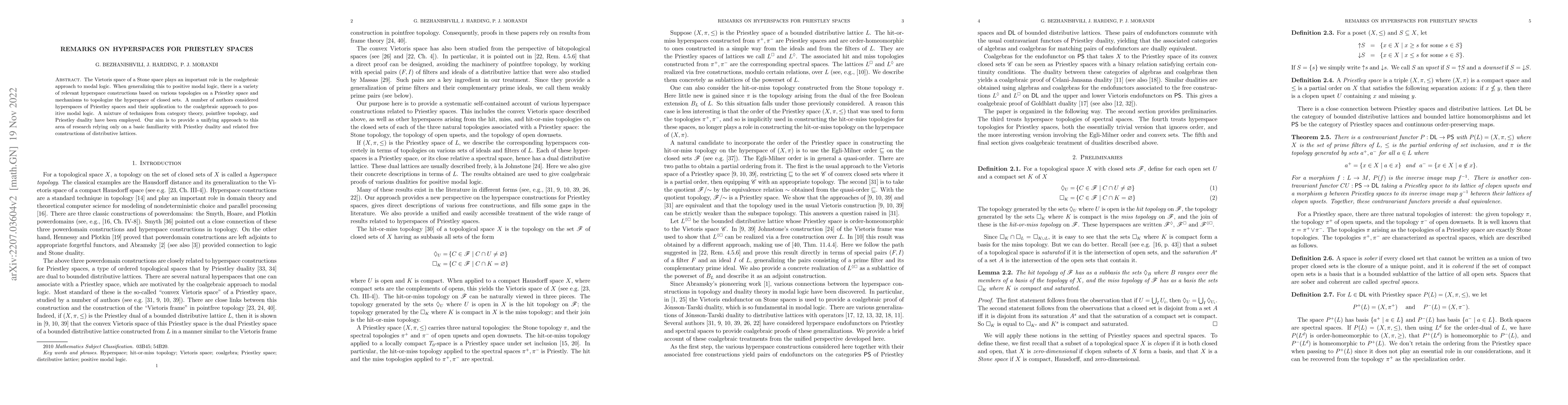 Thumbnail for Remarks on Hyperspaces for Priestley Spaces