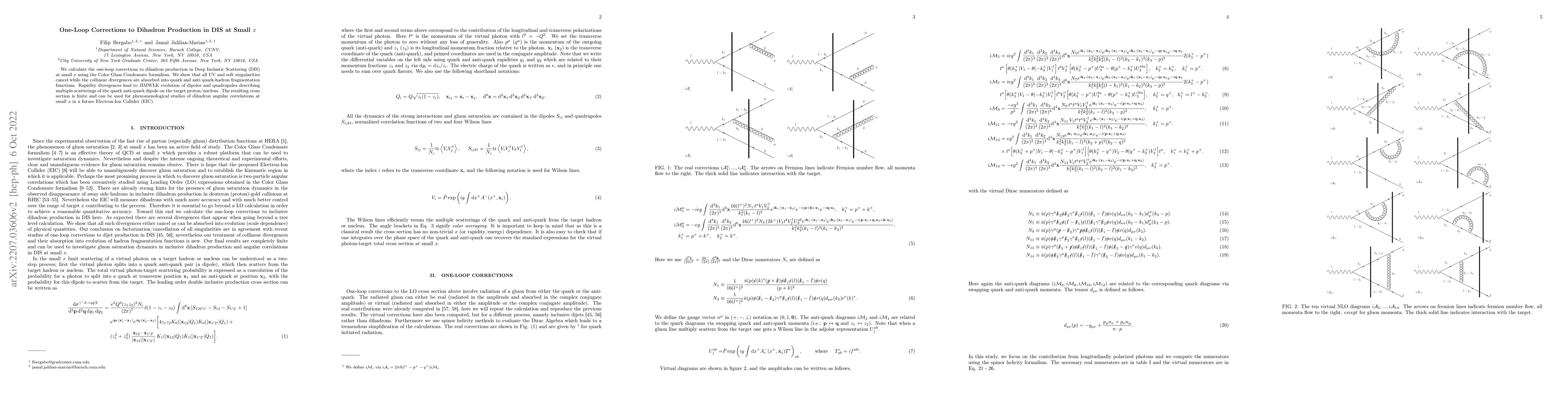 Thumbnail for One-Loop Corrections to Dihadron Production in DIS at Small $x$