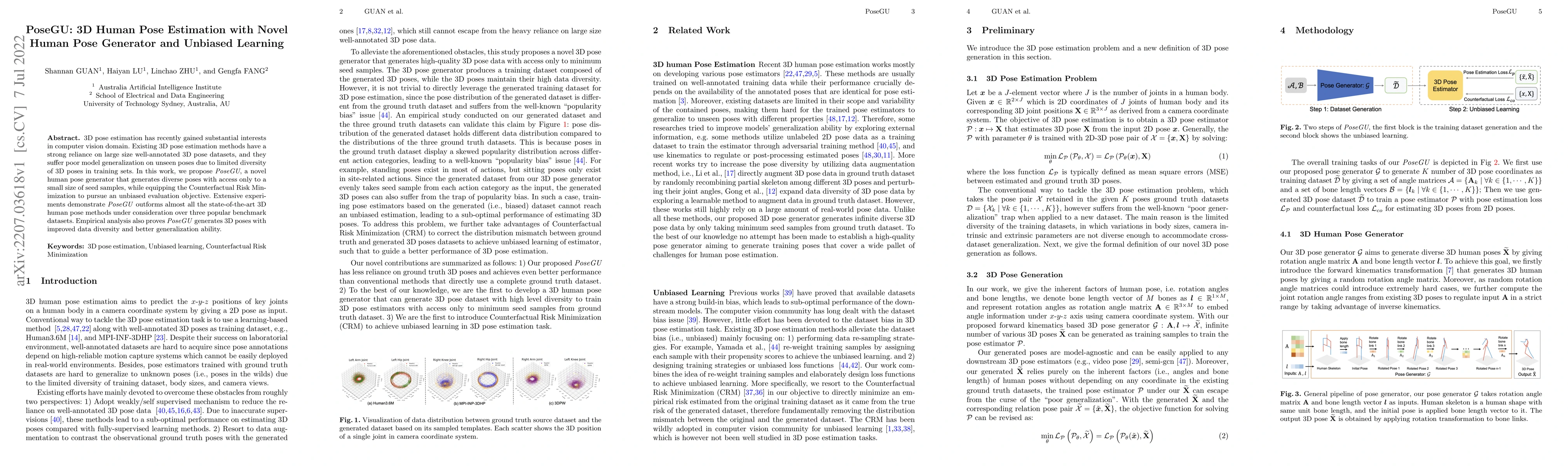 Thumbnail for PoseGU: 3D Human Pose Estimation with Novel Human Pose Generator and
  Unbiased Learning