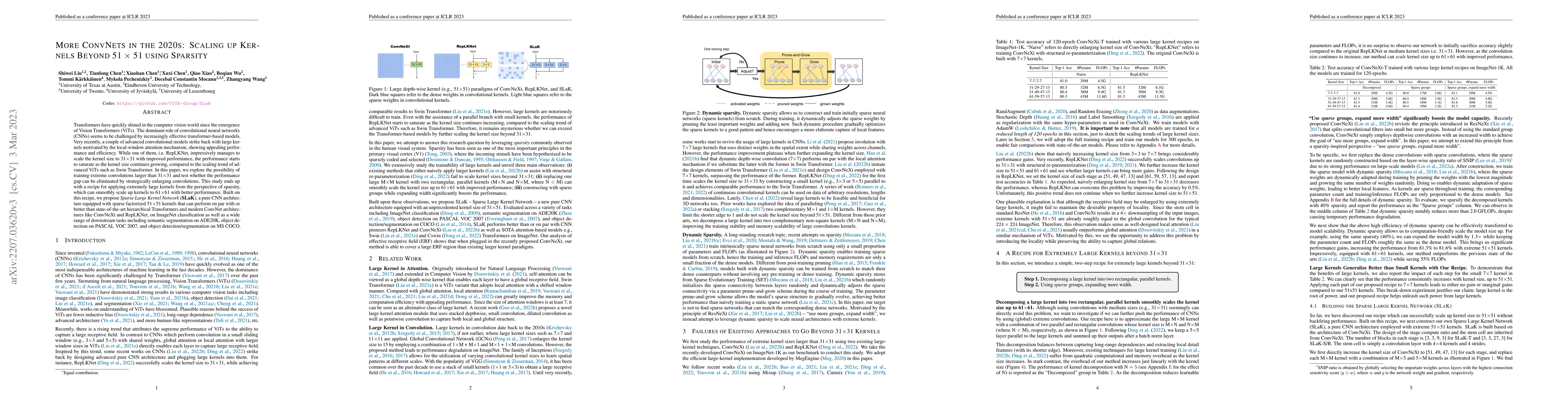 Thumbnail for More ConvNets in the 2020s: Scaling up Kernels Beyond 51x51 using
  Sparsity