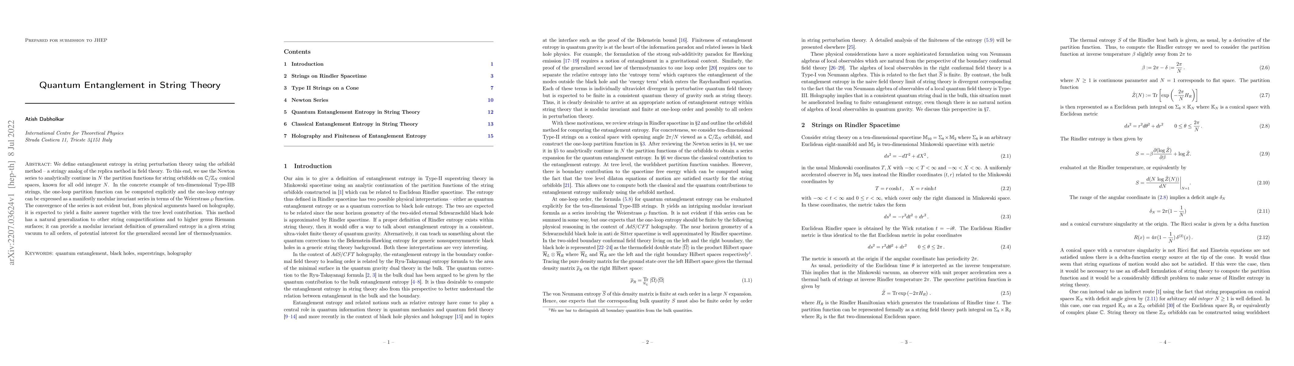 Thumbnail for Quantum Entanglement in String Theory