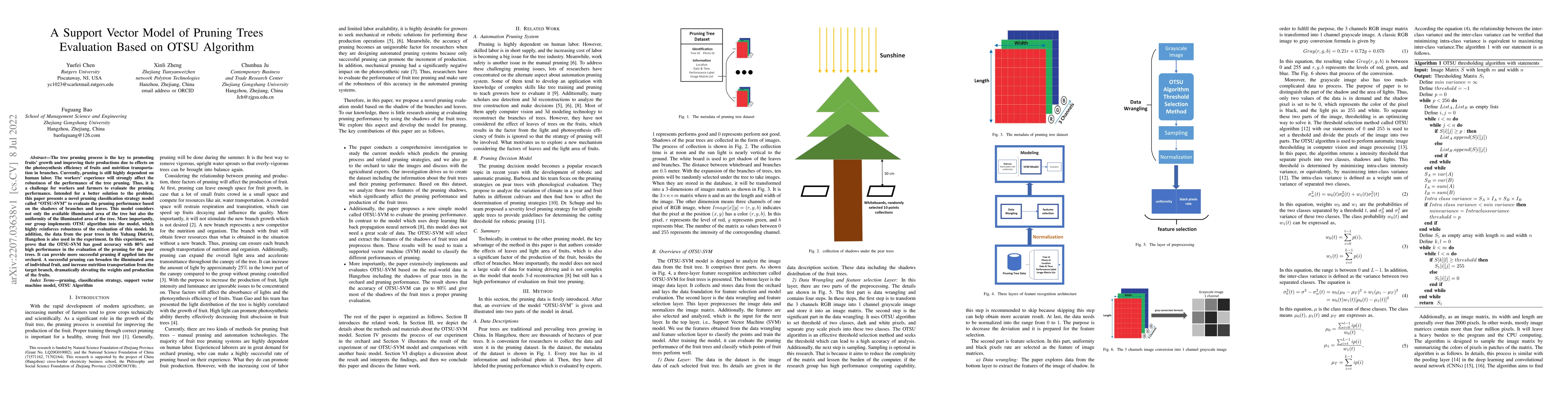 Thumbnail for A Support Vector Model of Pruning Trees Evaluation Based on OTSU
  Algorithm