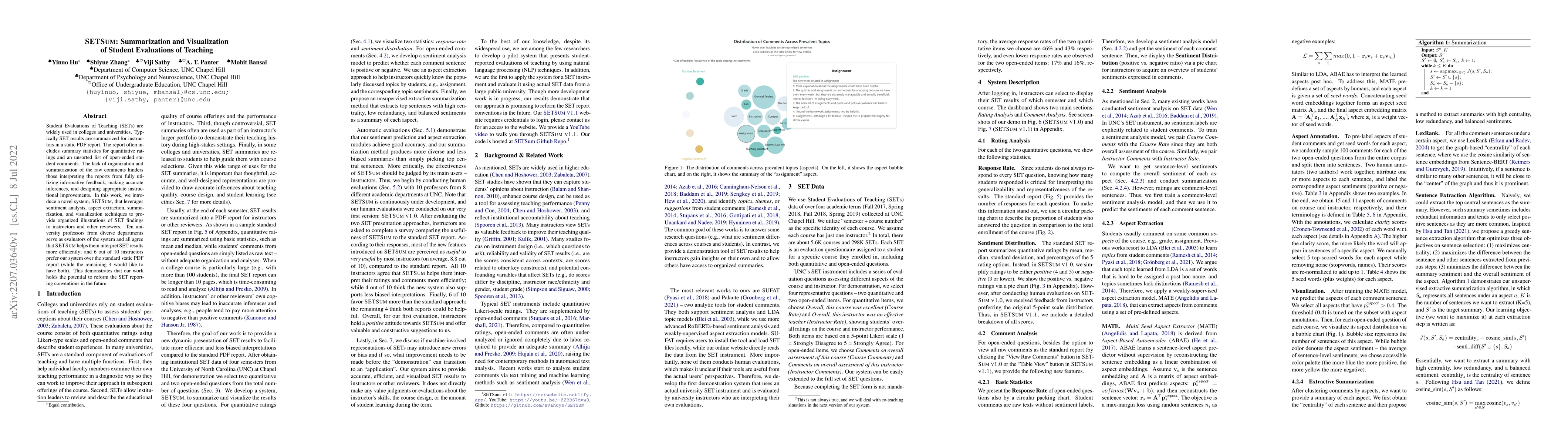 Thumbnail for SETSum: Summarization and Visualization of Student Evaluations of
  Teaching