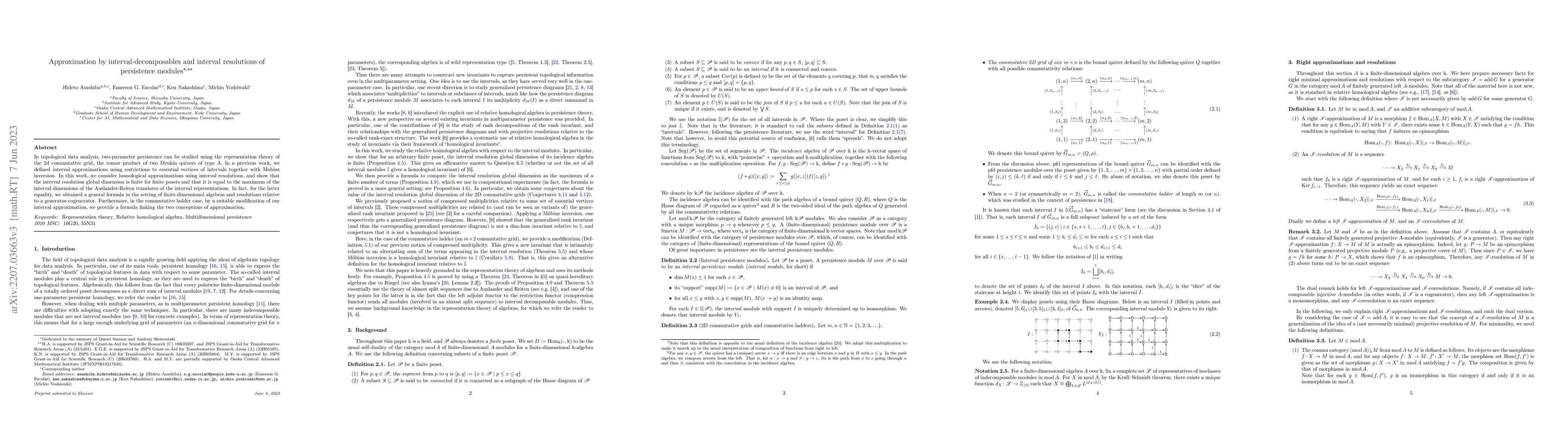 Thumbnail for Approximation by interval-decomposables and interval resolutions of
  persistence modules