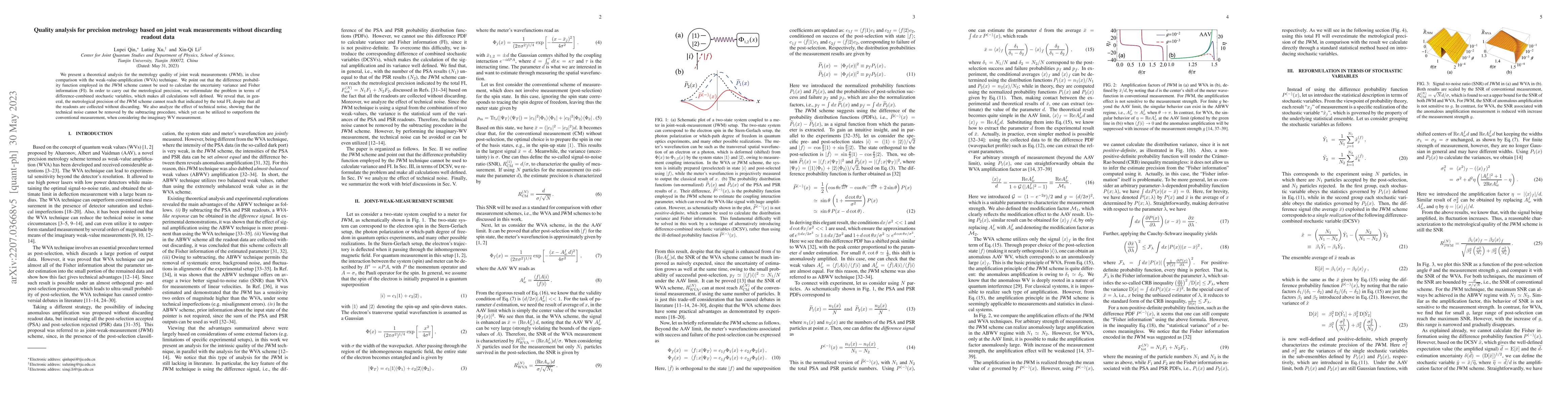 Thumbnail for Quality analysis for precision metrology based on joint weak
  measurements without discarding readout data