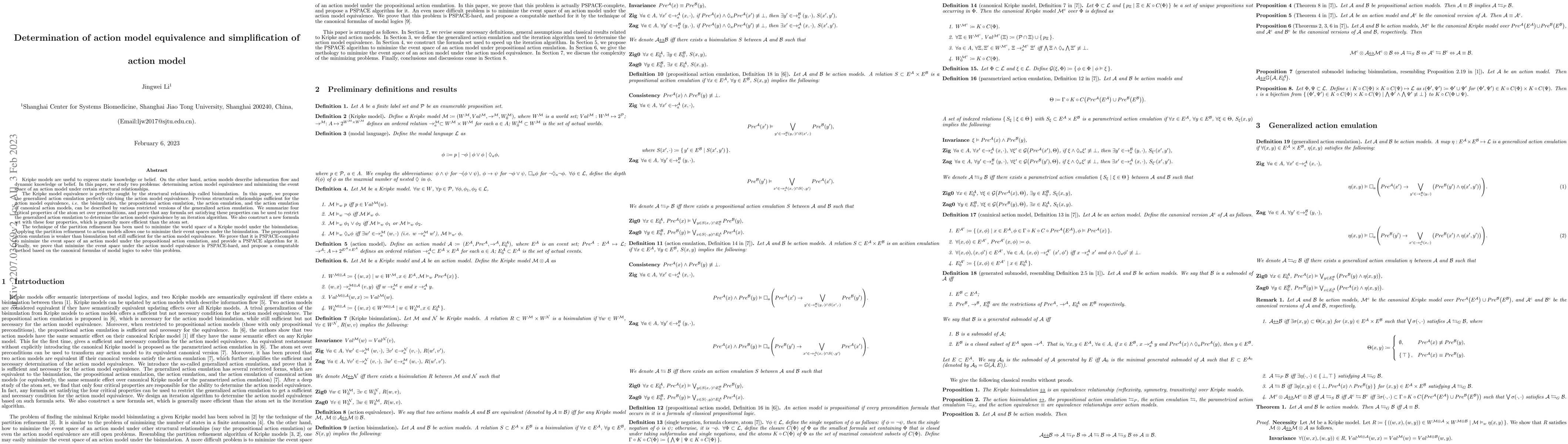 Thumbnail for Determination of action model equivalence and simplification of action
  model