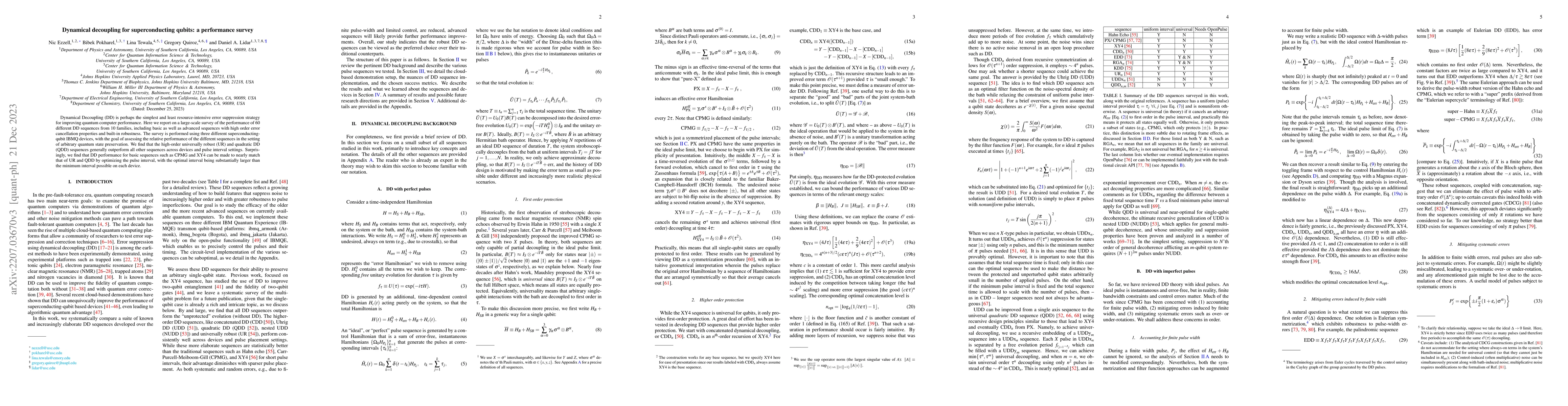 Thumbnail for Dynamical decoupling for superconducting qubits: a performance survey