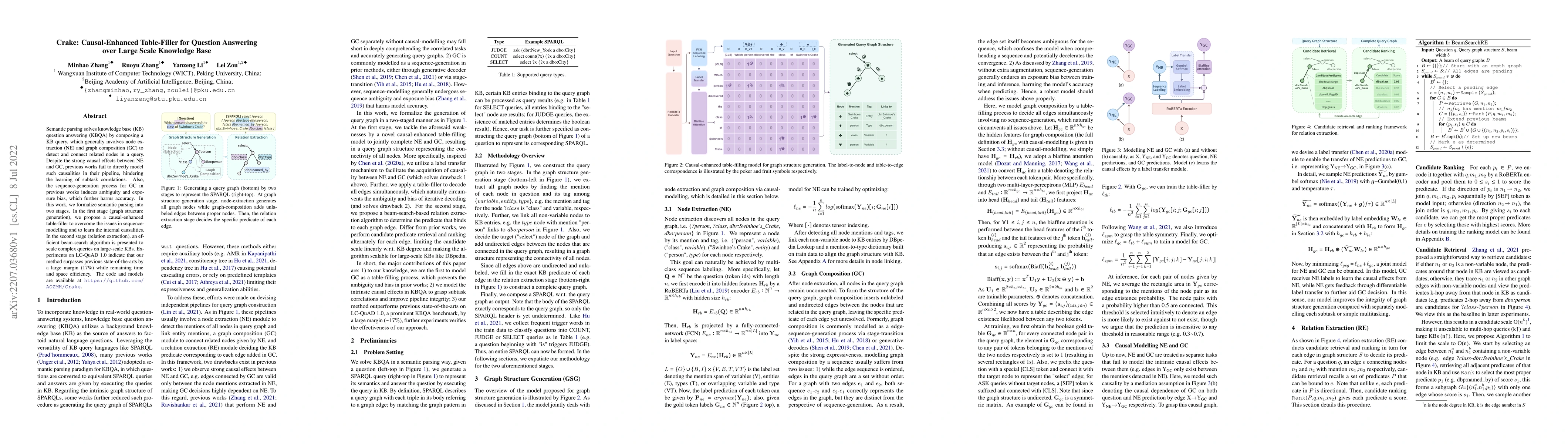 Thumbnail for Crake: Causal-Enhanced Table-Filler for Question Answering over Large
  Scale Knowledge Base