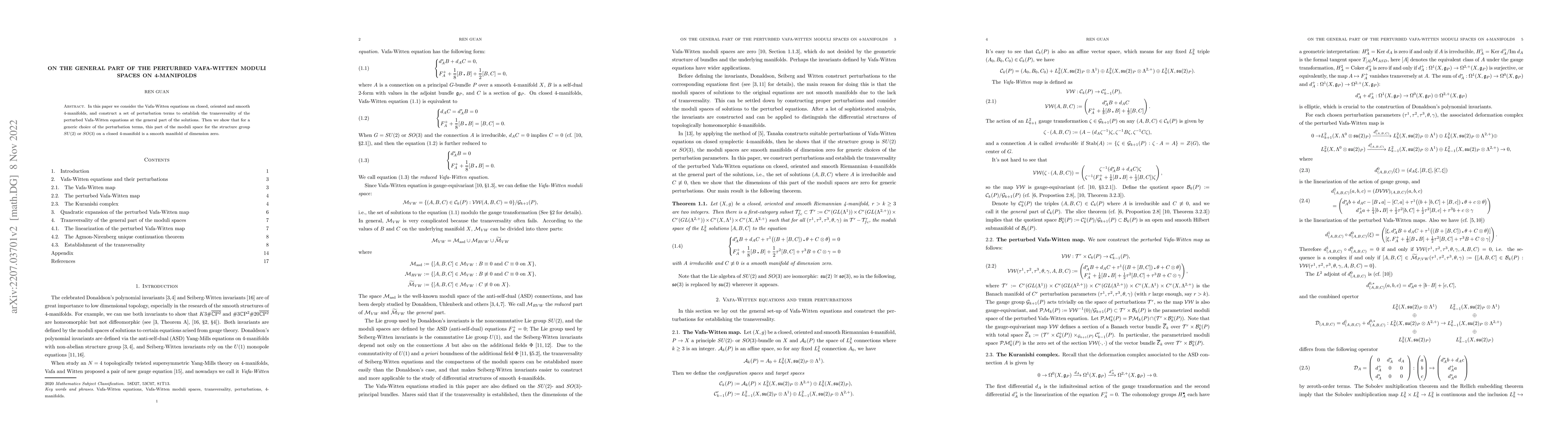 Thumbnail for On the general part of the perturbed Vafa-Witten moduli spaces on
  4-manifolds