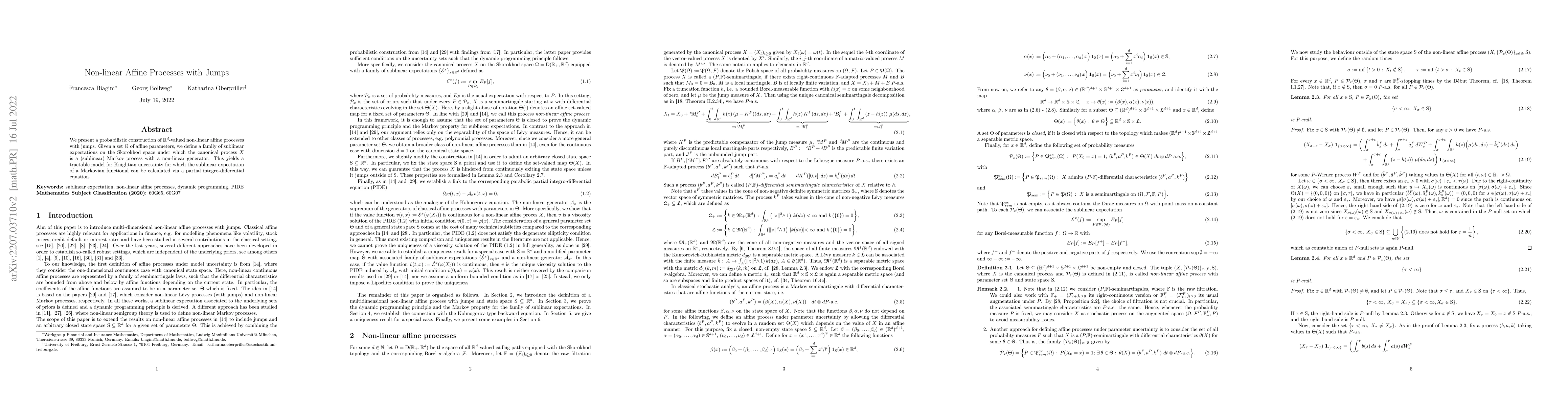 Thumbnail for Non-linear Affine Processes with Jumps
