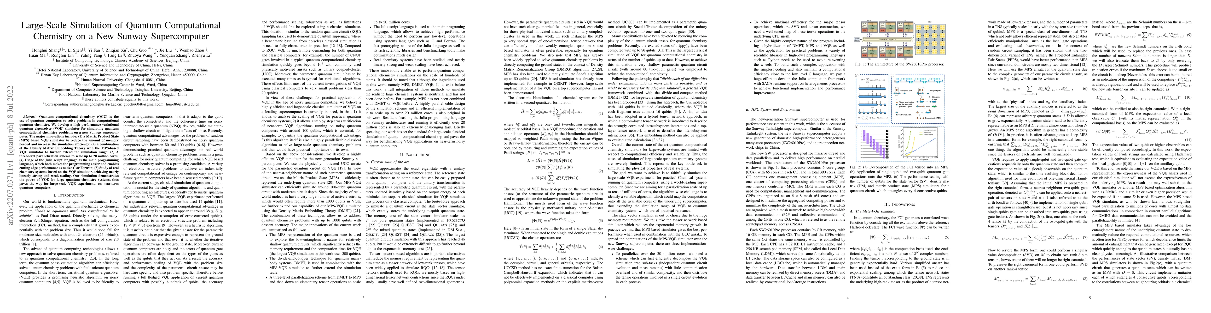 Thumbnail for Large-Scale Simulation of Quantum Computational Chemistry on a New
  Sunway Supercomputer