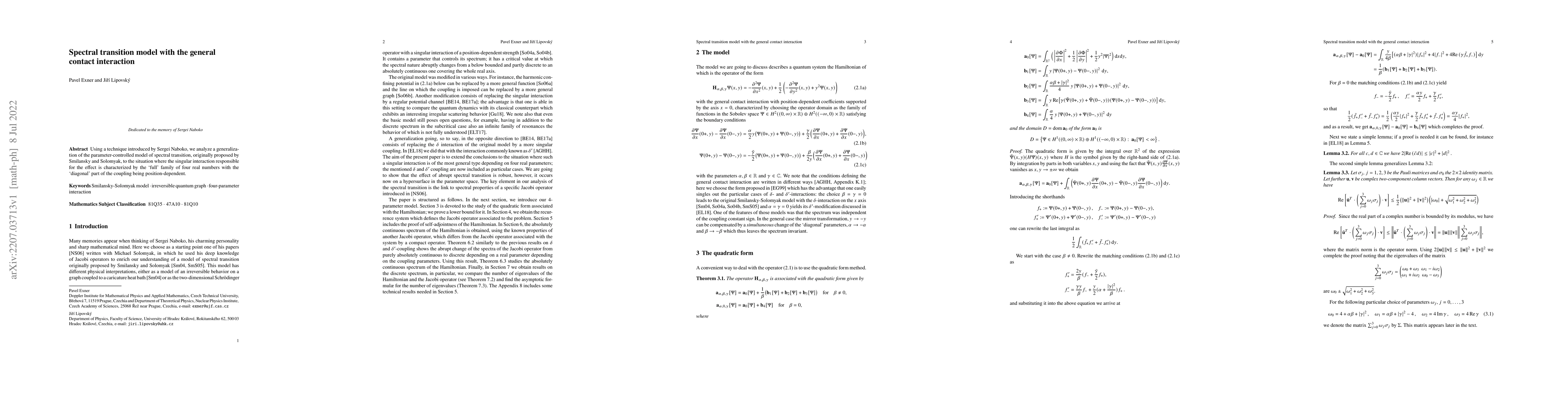 Thumbnail for Spectral transition model with the general contact interaction