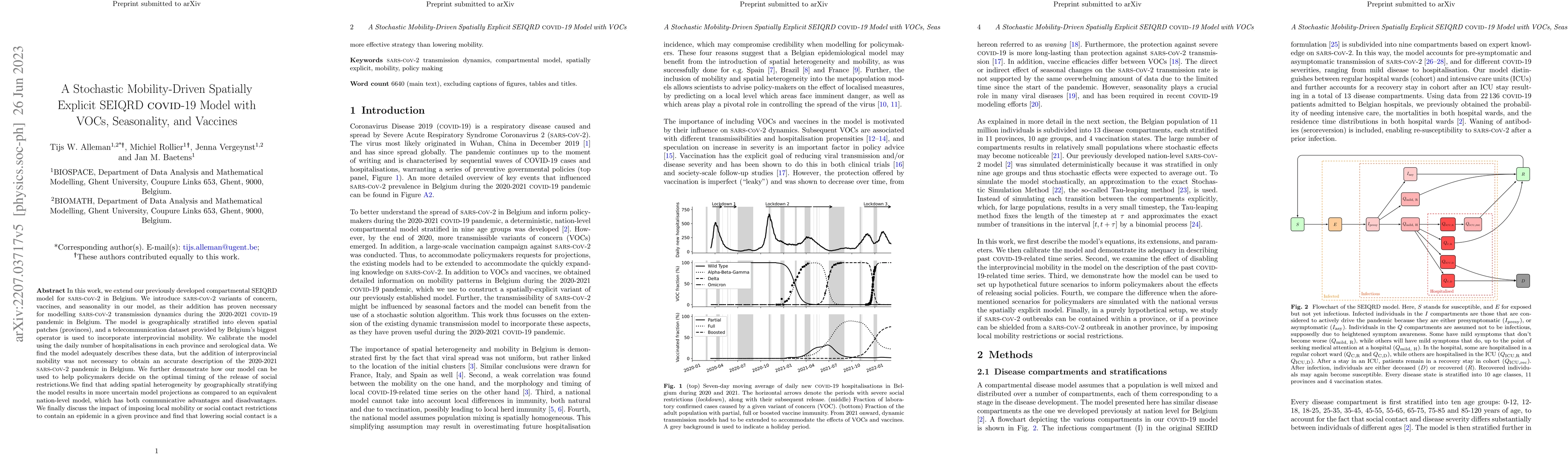 Thumbnail for A Stochastic Mobility-Driven Spatially Explicit SEIQRD COVID-19 Model
  with VOCs, Seasonality, and Vaccines