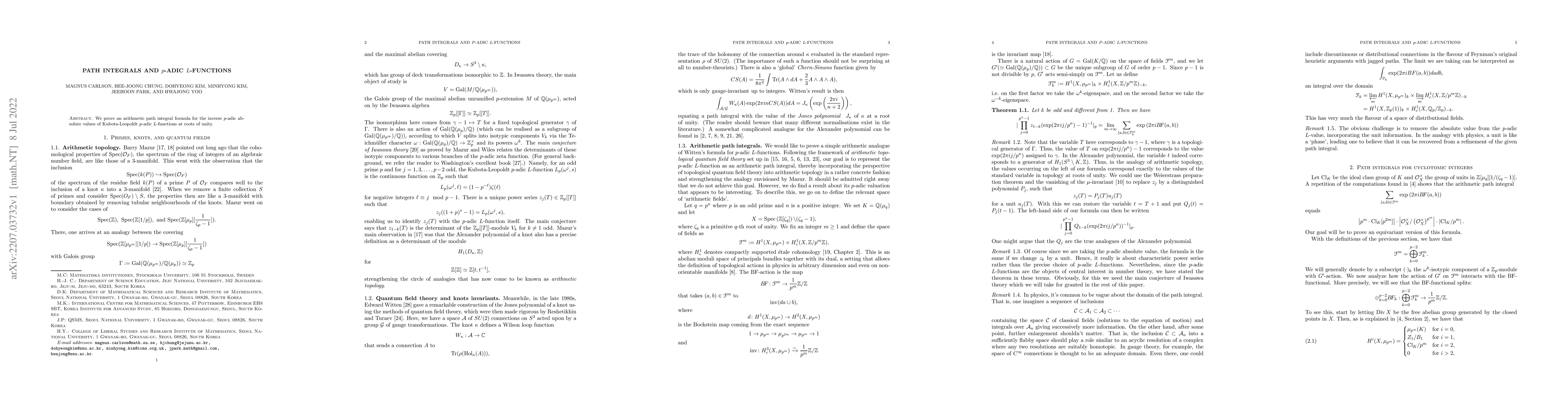 Thumbnail for Path Integrals and p-adic L-functions