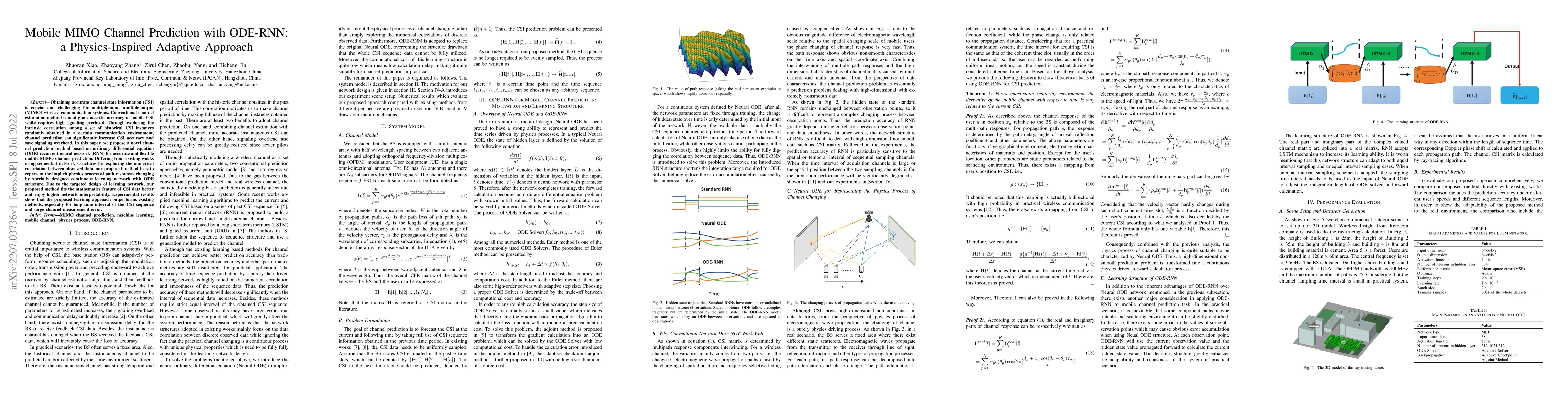 Thumbnail for Mobile MIMO Channel Prediction with ODE-RNN: a Physics-Inspired Adaptive
  Approach