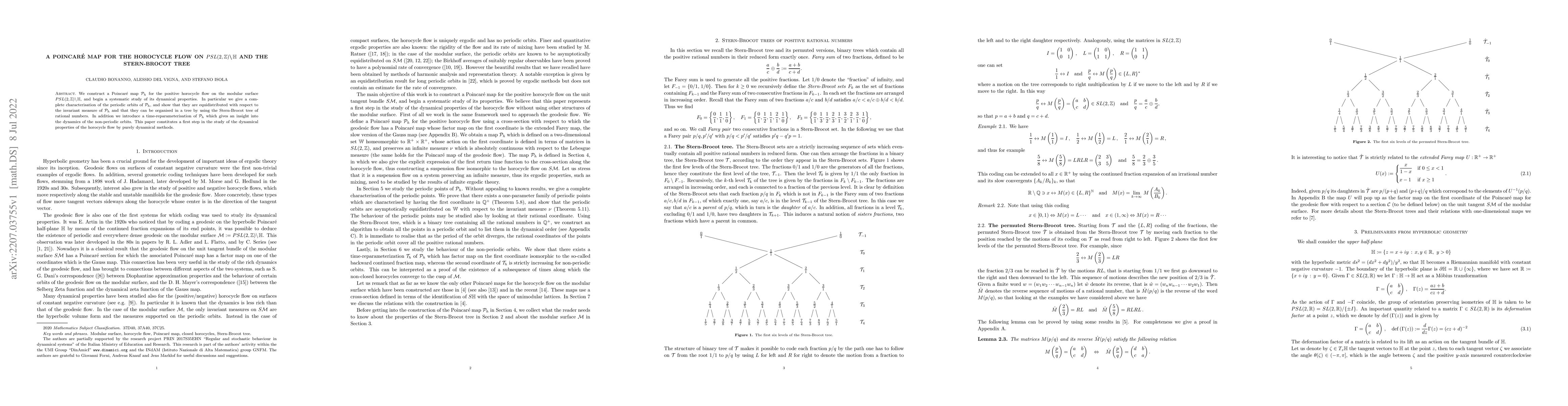 Thumbnail for A Poincar\'e map for the horocycle flow on $PSL(2,\mathbb{Z})\backslash
  \mathbb{H}$ and the Stern-Brocot tree