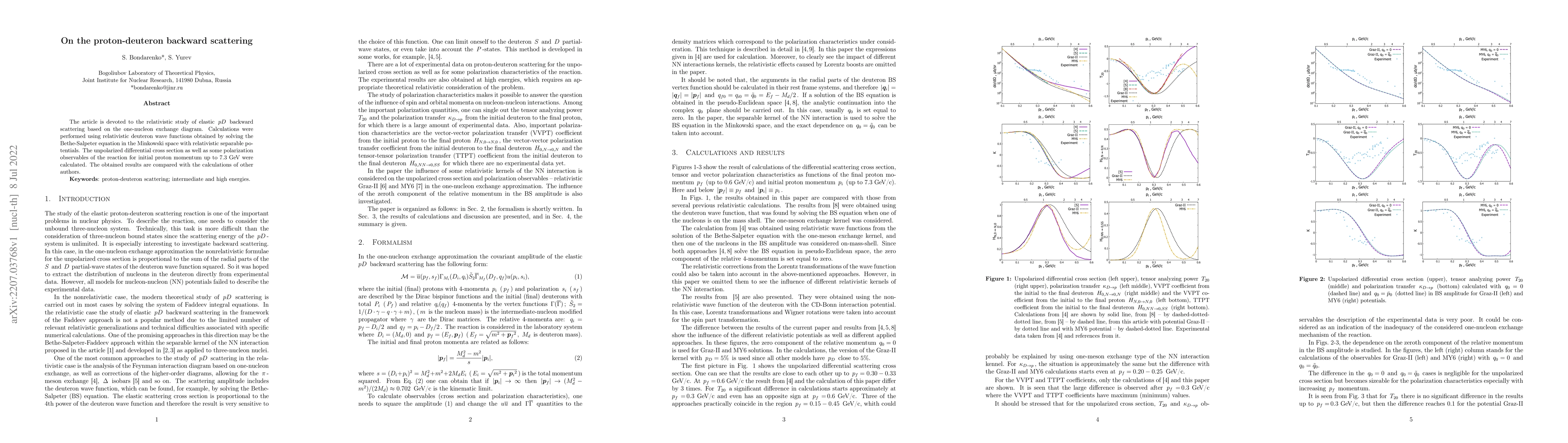 Thumbnail for On the proton-deuteron backward scattering