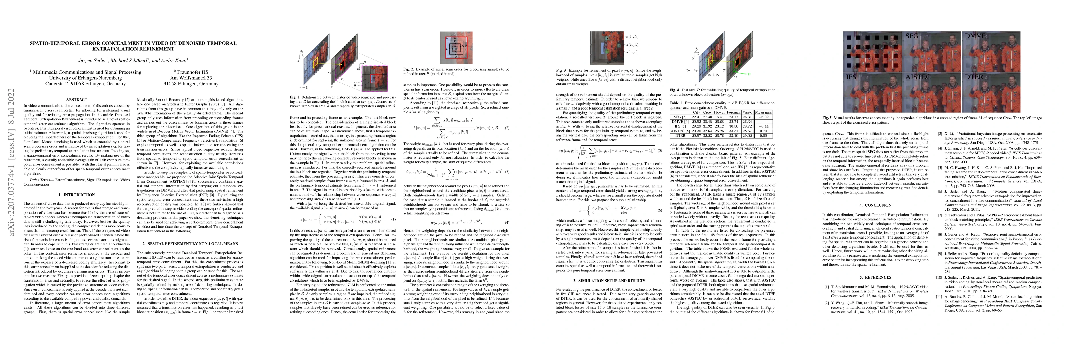 Thumbnail for Spatio-temporal error concealment in video by denoised temporal
  extrapolation refinement