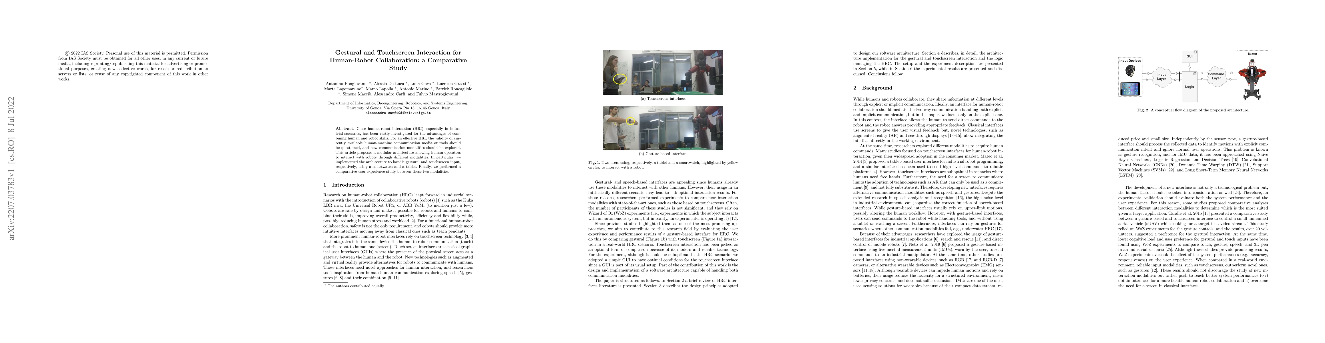 Thumbnail for Gestural and Touchscreen Interaction for Human-Robot Collaboration: a
  Comparative Study