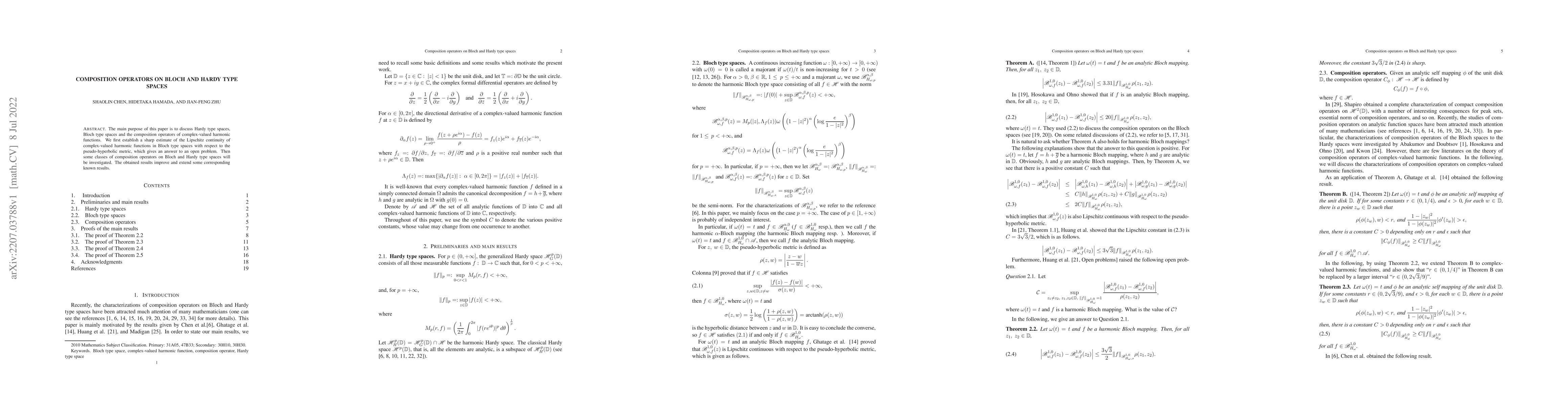 Thumbnail for Composition operators on Bloch and Hardy type spaces