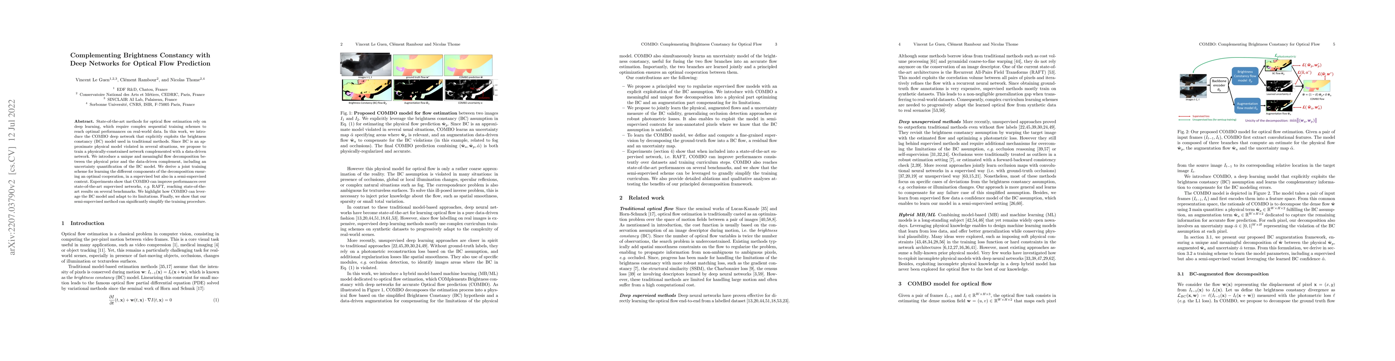 Thumbnail for Complementing Brightness Constancy with Deep Networks for Optical Flow
  Prediction