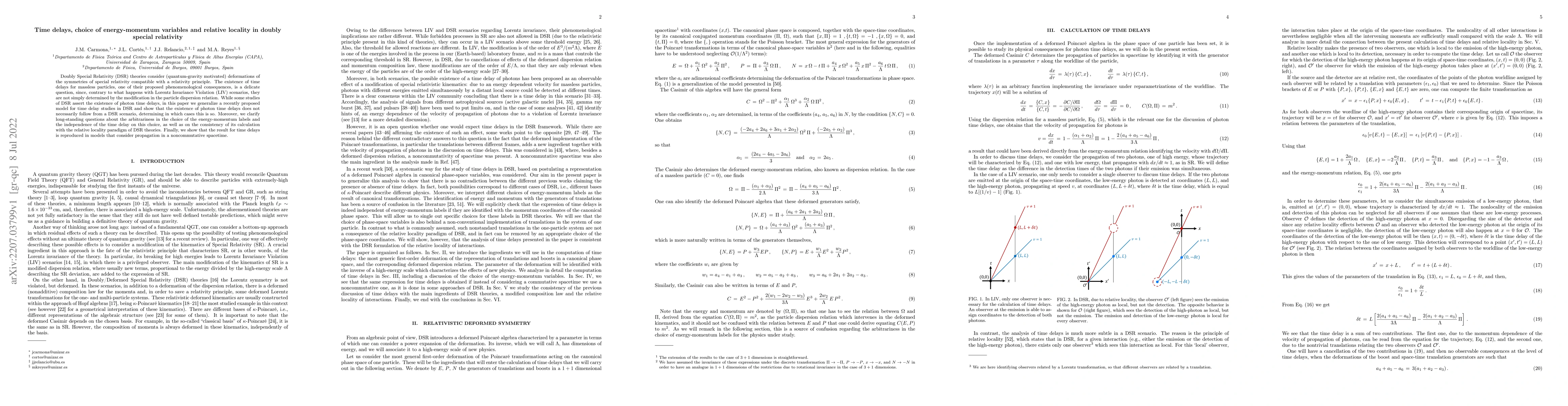 Thumbnail for Time delays, choice of energy-momentum variables and relative locality
  in doubly special relativity