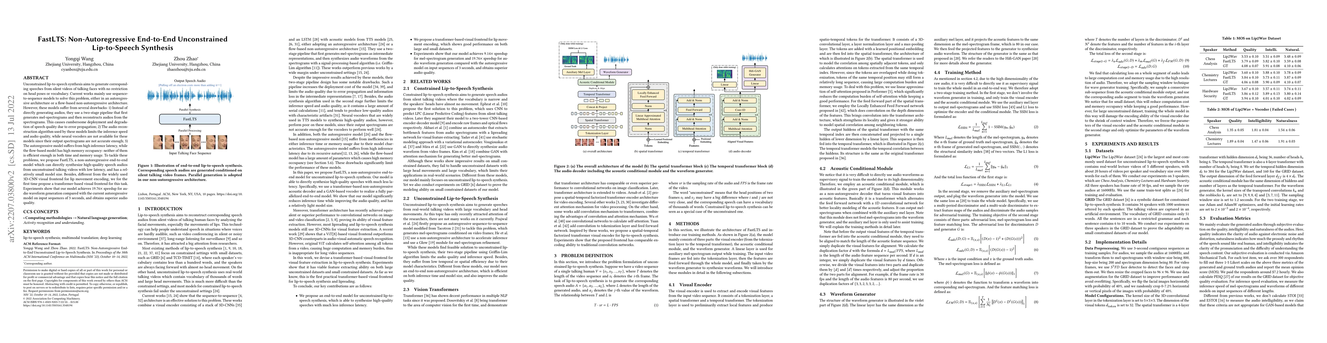 Thumbnail for FastLTS: Non-Autoregressive End-to-End Unconstrained Lip-to-Speech
  Synthesis