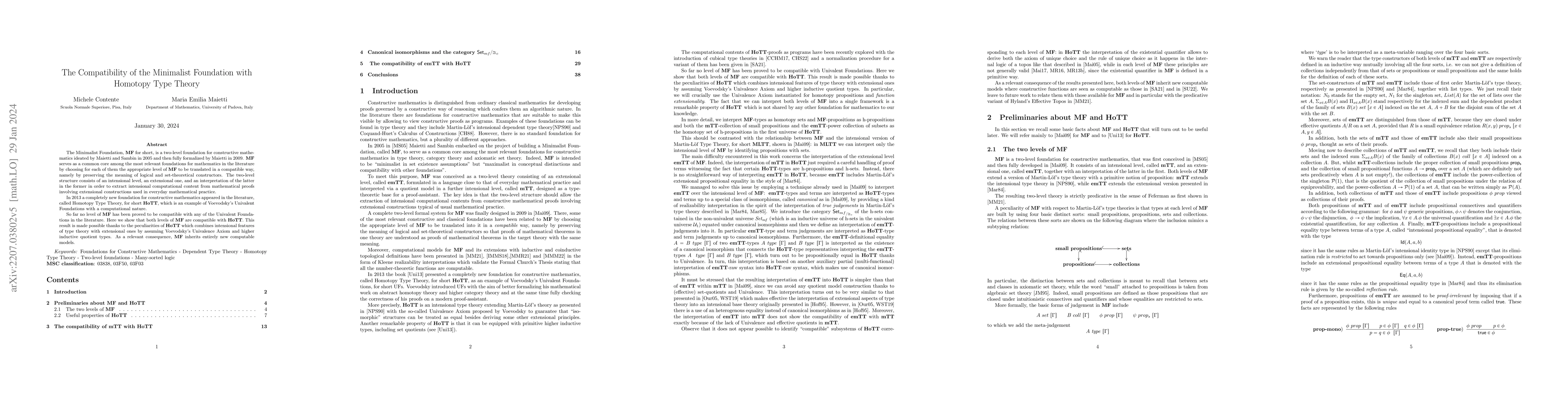 Thumbnail for The Compatibility of the Minimalist Foundation with Homotopy Type Theory