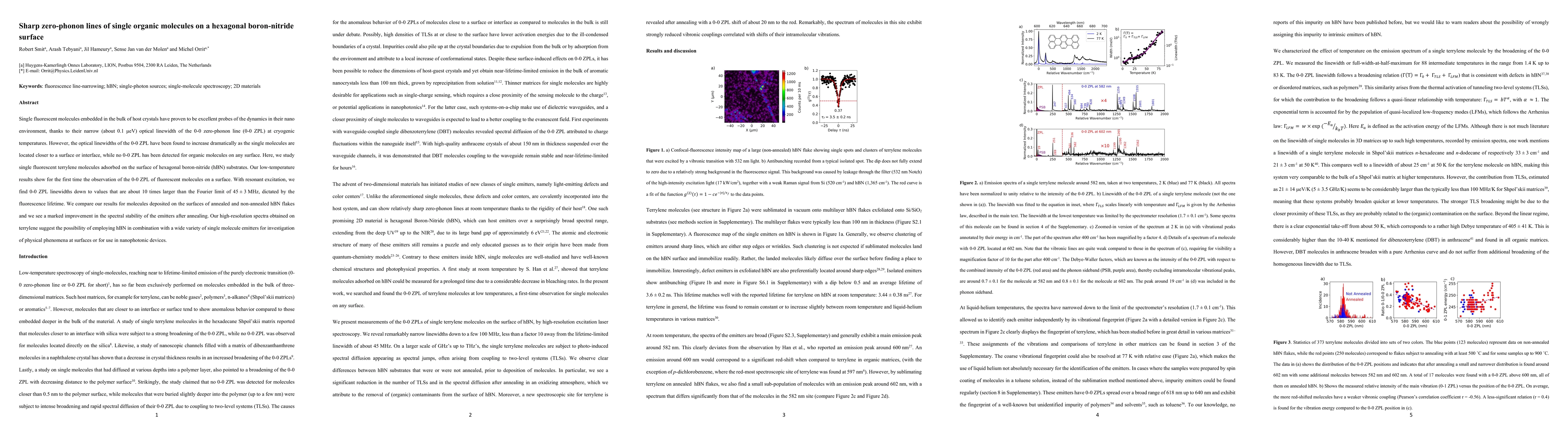 Thumbnail for Sharp zero-phonon lines of single organic molecules on a hexagonal
  boron-nitride surface